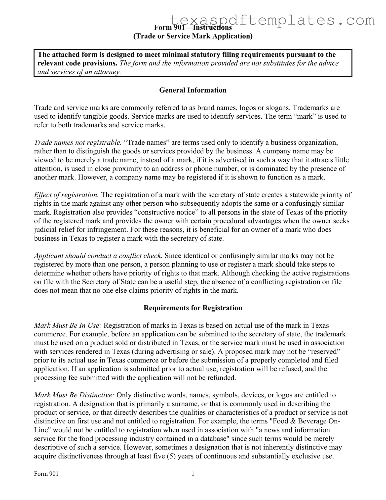 Blank 901 Texas PDF Template