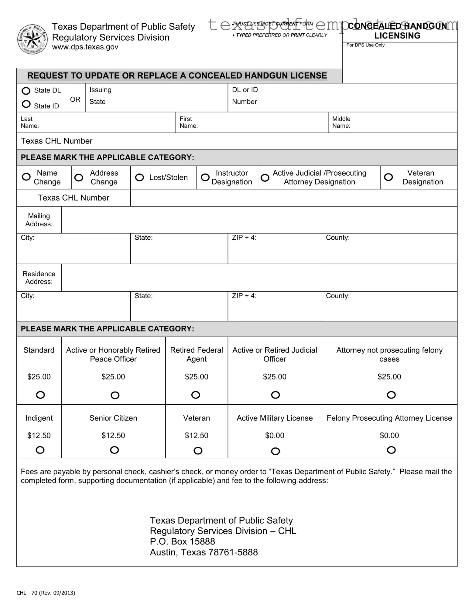 Blank Chl 70 Texas PDF Template