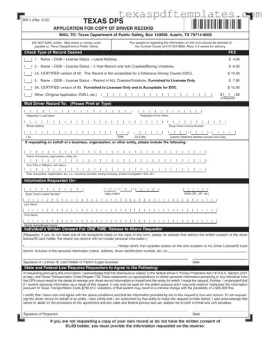 Blank Dr 1 Texas PDF Template