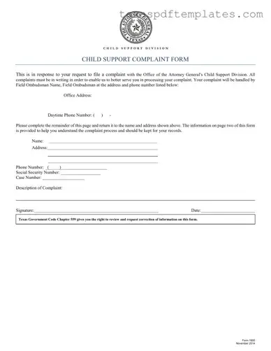Blank Texas 1600 PDF Template