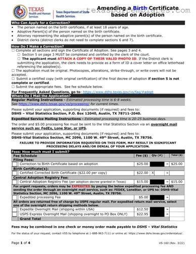 Blank Texas Adoption Papers PDF Template