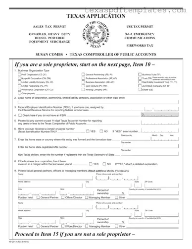 Blank Texas Ap 201 PDF Template