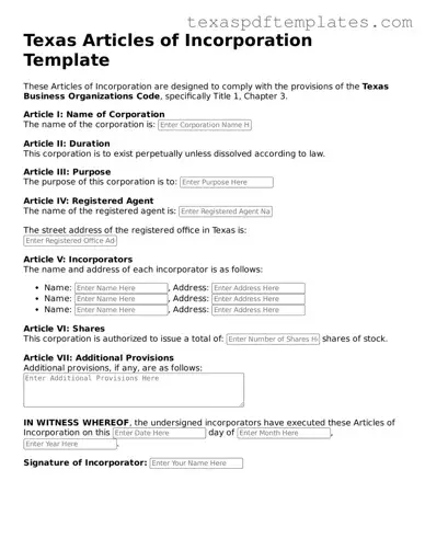 Attorney-Approved Texas Articles of Incorporation Template