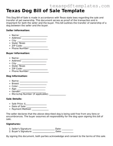 Attorney-Approved Texas Dog Bill of Sale Template
