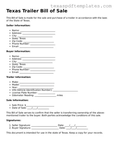 Attorney-Approved Texas Trailer Bill of Sale Template