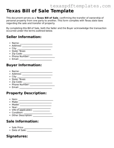 Attorney-Approved Texas Bill of Sale Template