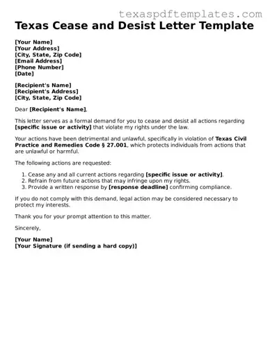 Attorney-Approved Texas Cease and Desist Letter Template