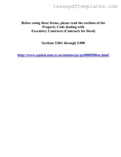 Blank Texas Contract For Deed PDF Template