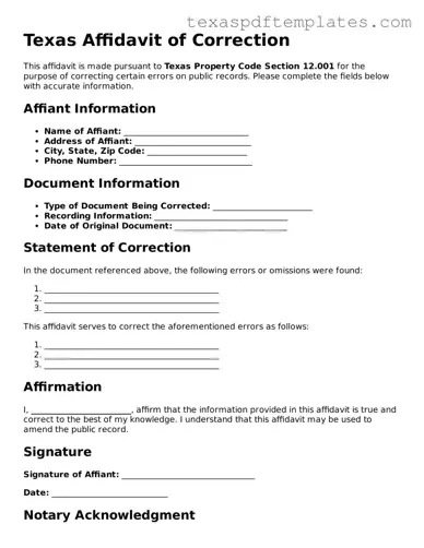 Attorney-Approved Texas Affidavit of Correction Template