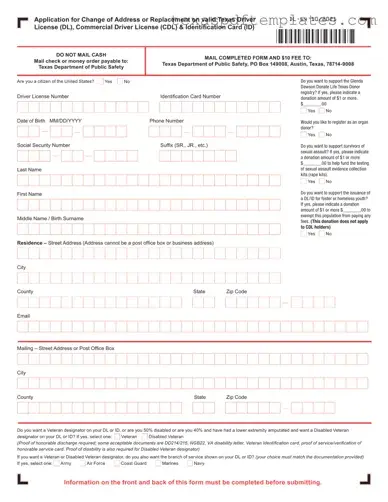 Blank Texas Dl 64 PDF Template