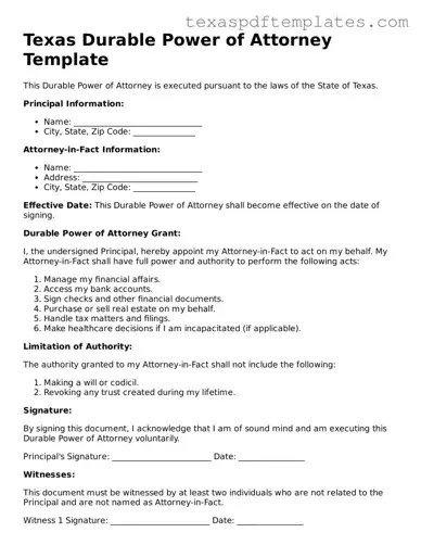 Attorney-Approved Texas Durable Power of Attorney Template