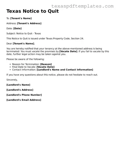 Attorney-Approved Texas Notice to Quit Template