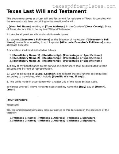 Attorney-Approved Texas Last Will and Testament Template