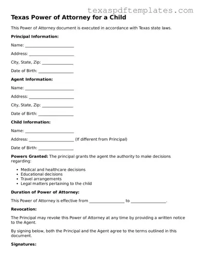 Attorney-Approved Texas Power of Attorney for a Child Template