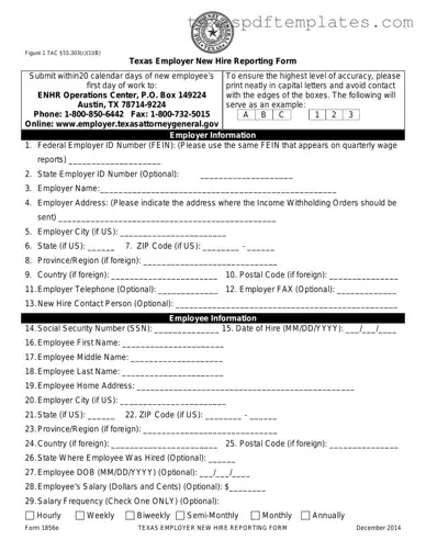 Blank Texas New Hire Reporting PDF Template