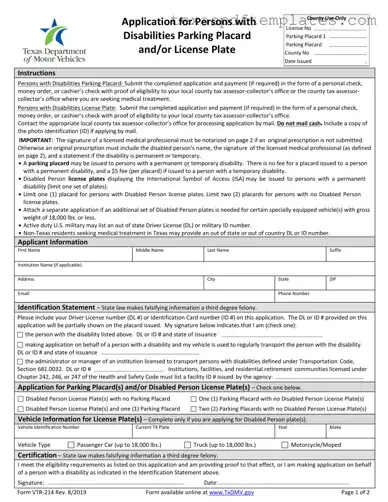 Blank Texas Parking Vtr 214 PDF Template