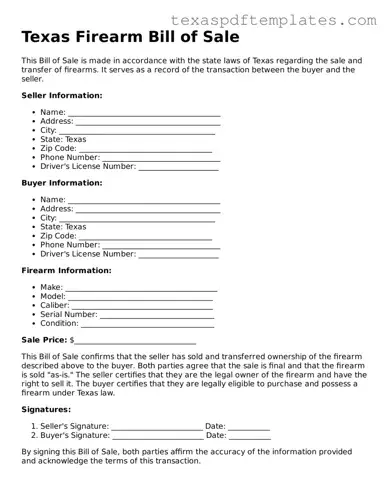 Attorney-Approved Texas Firearm Bill of Sale Template