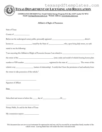 Blank Texas Possession PDF Template
