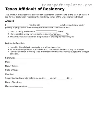 Attorney-Approved Texas Affidavit of Residency Template
