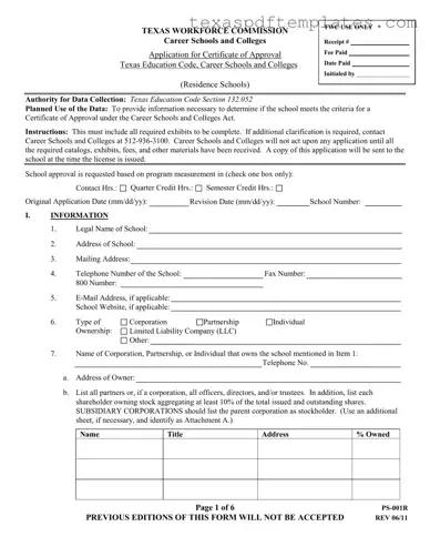 Blank Texas Ps 001R PDF Template
