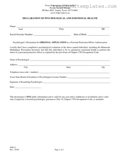 Blank Texas Psb 13 PDF Template