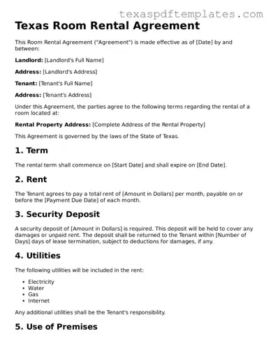 Attorney-Approved Texas Room Rental Agreement Template