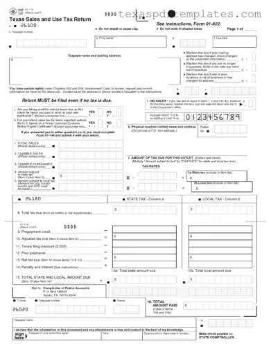 Blank Texas Sales 01 922 PDF Template