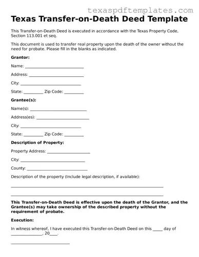Attorney-Approved Texas Transfer-on-Death Deed Template