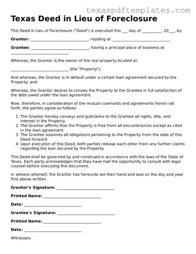 Attorney-Approved Texas Deed in Lieu of Foreclosure Template