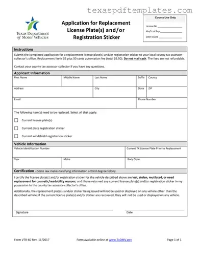 Blank Texas Vtr 60 PDF Template