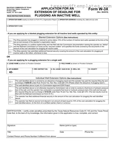 Blank Texas W 3X PDF Template