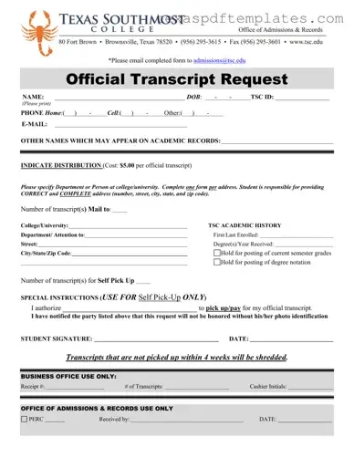 Blank Utb Texas PDF Template
