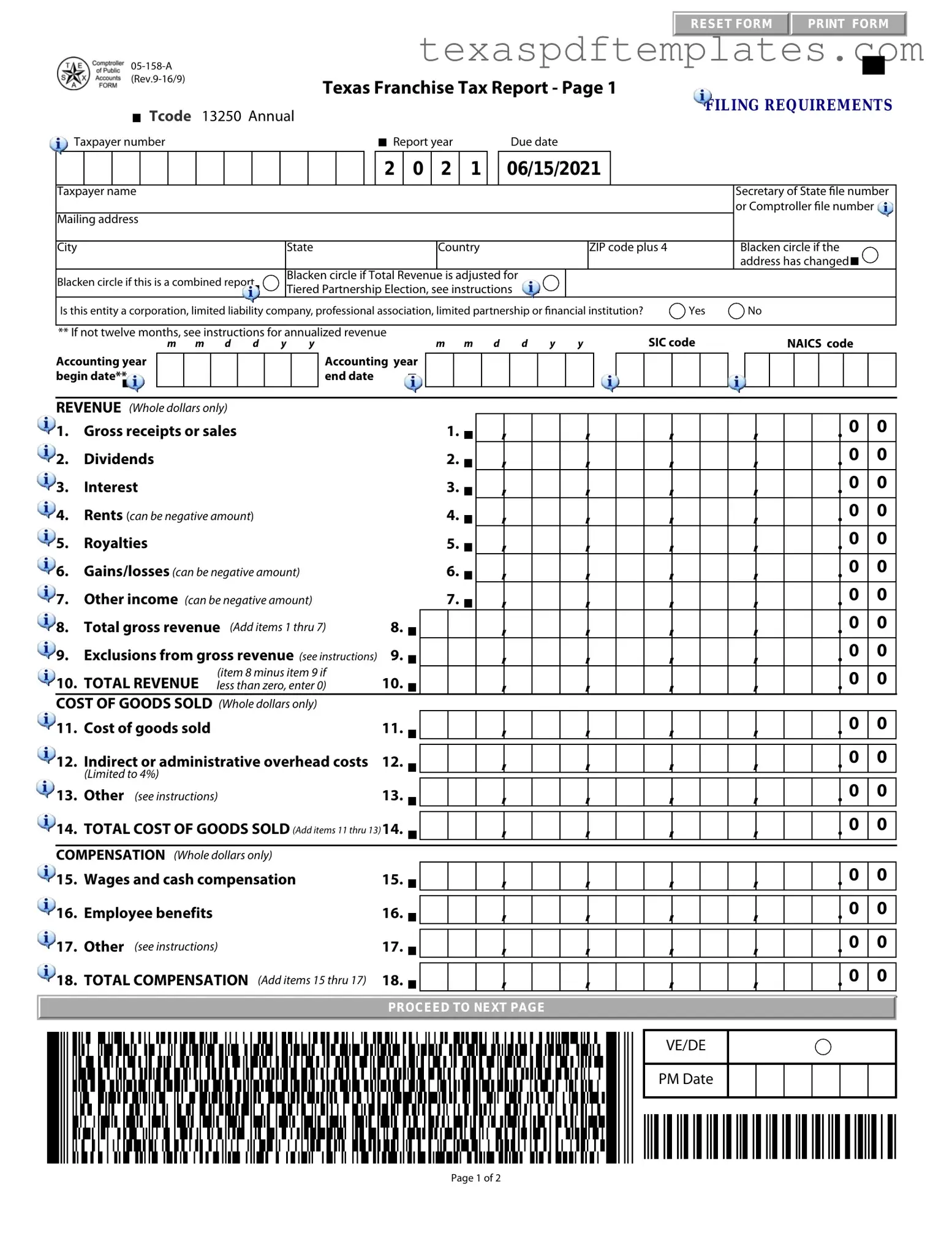 Blank Texas 05 158 A PDF Template