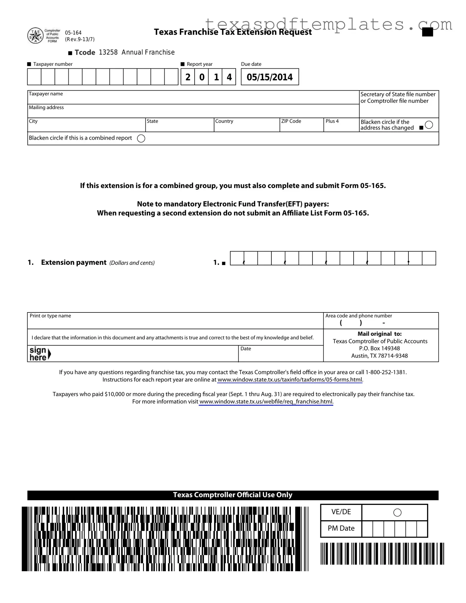 Blank Texas 05 164 PDF Template