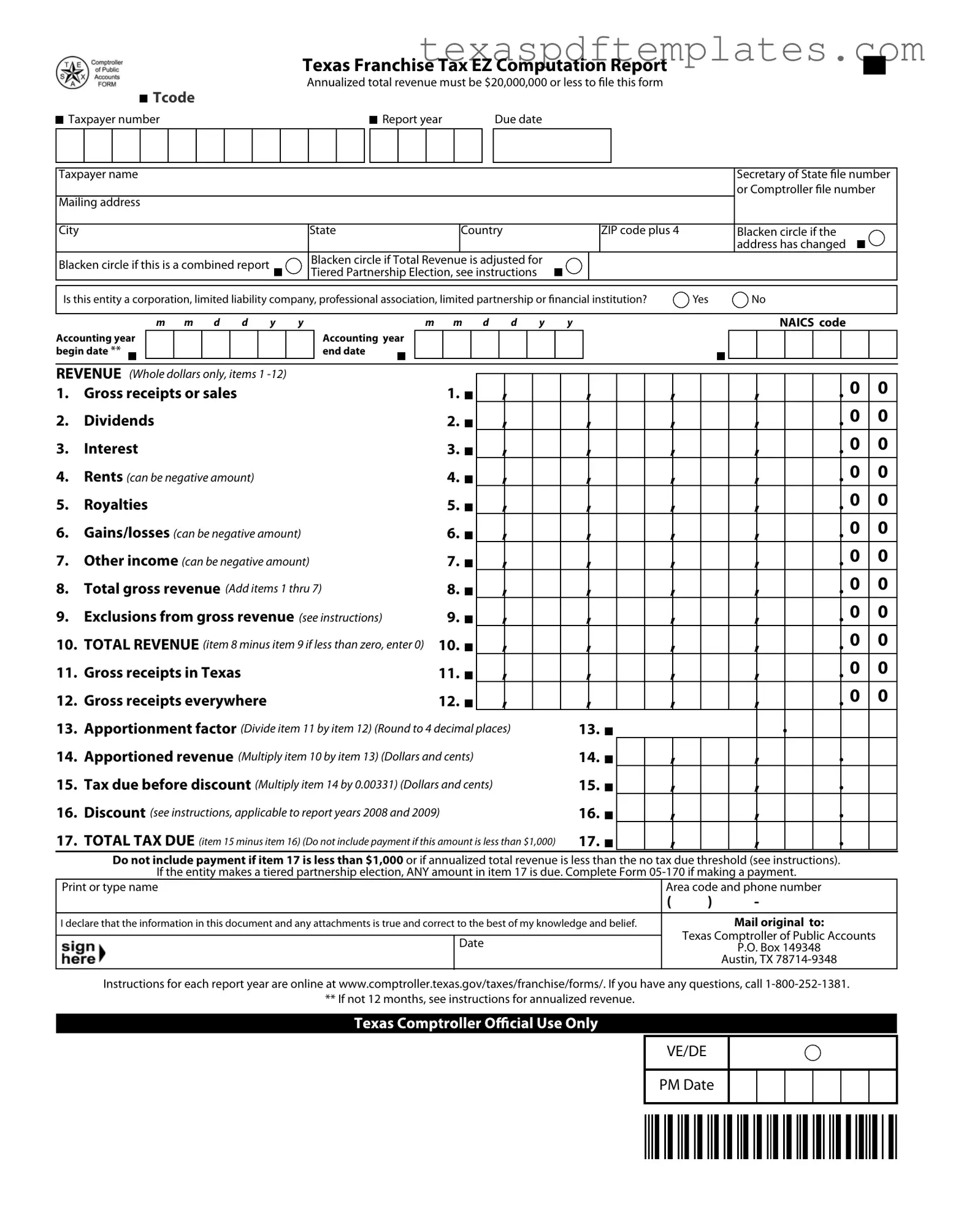 Blank Texas 05 169 PDF Template