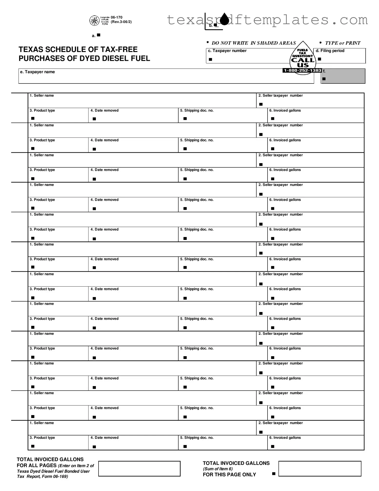 Blank Texas 06 170 PDF Template