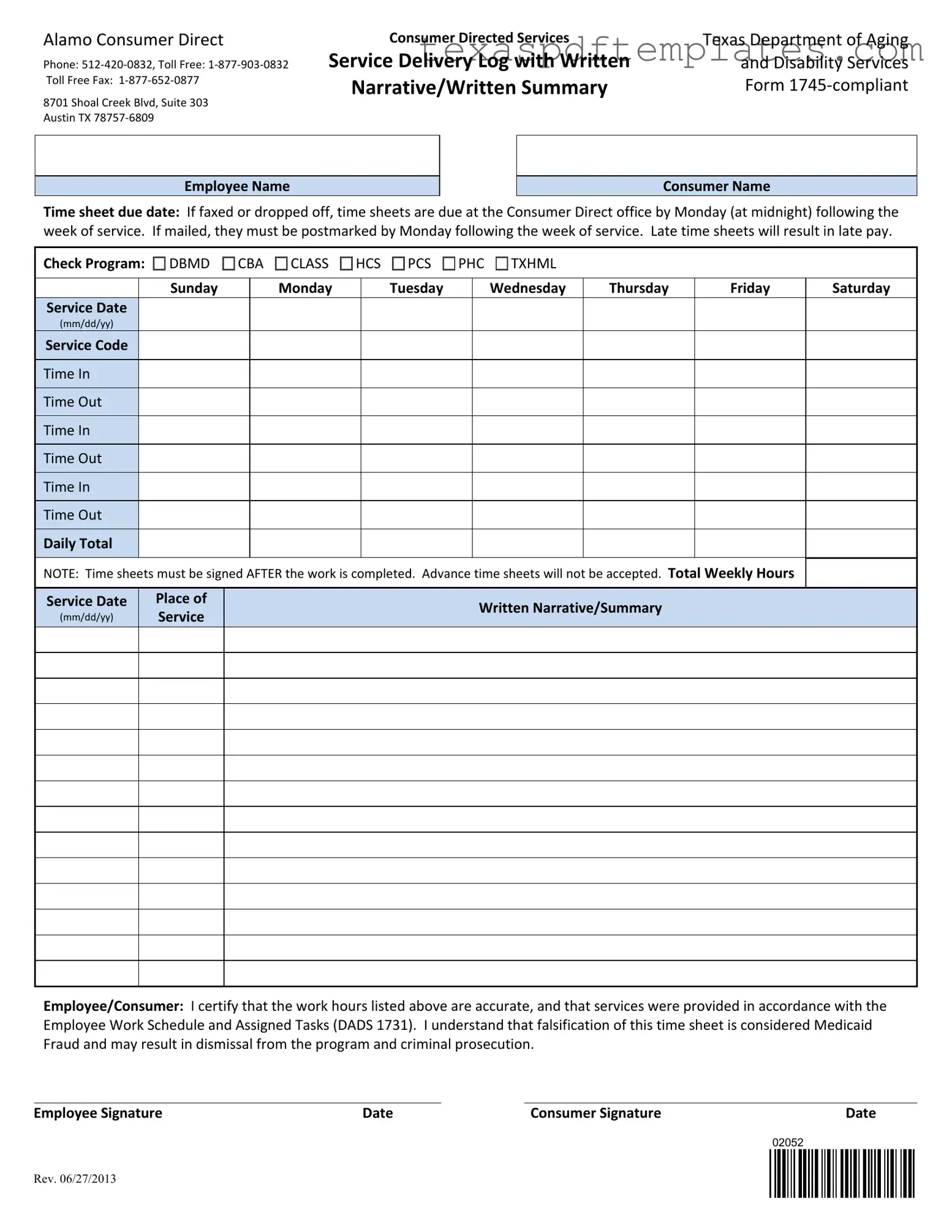 Blank Texas 1745 PDF Template