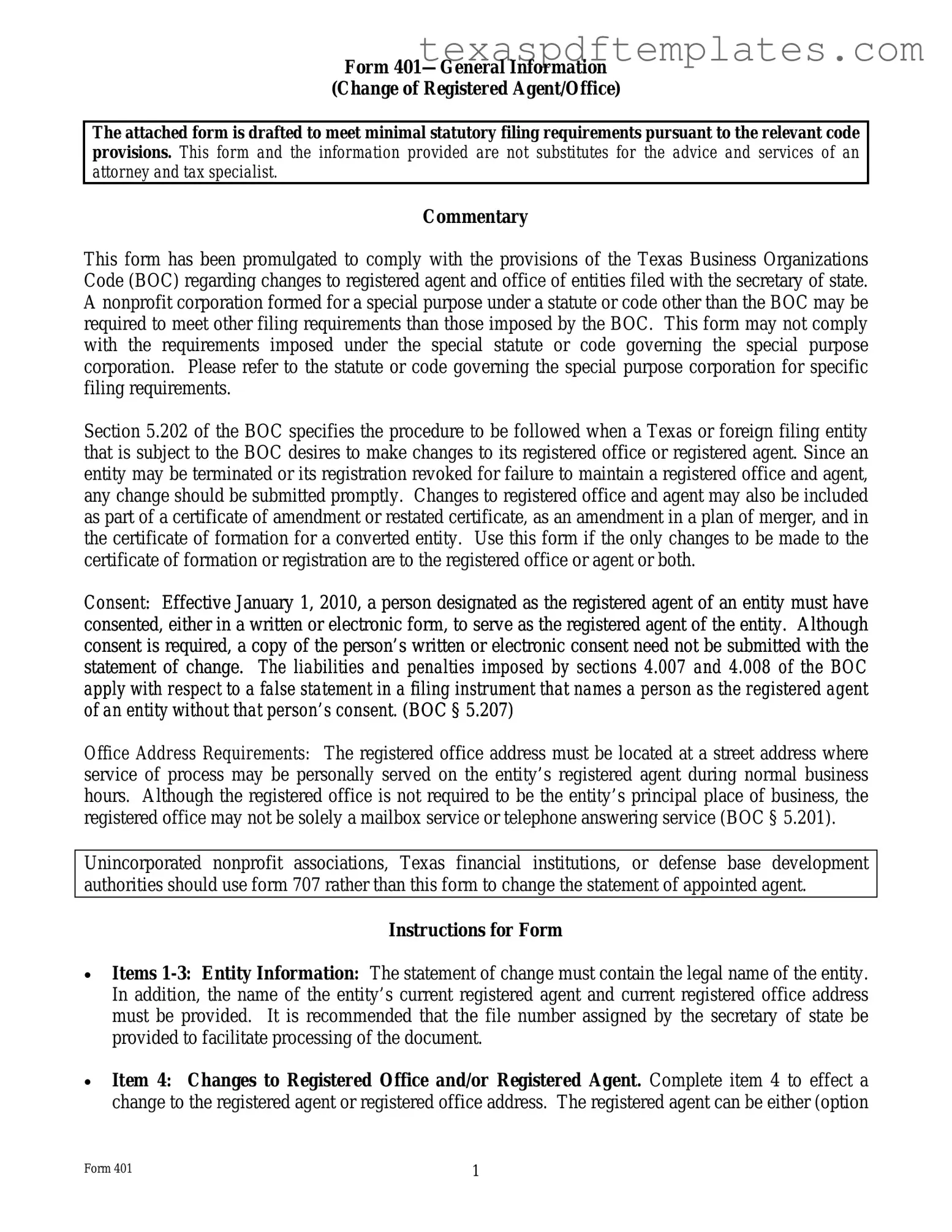 Blank Texas 401 PDF Template