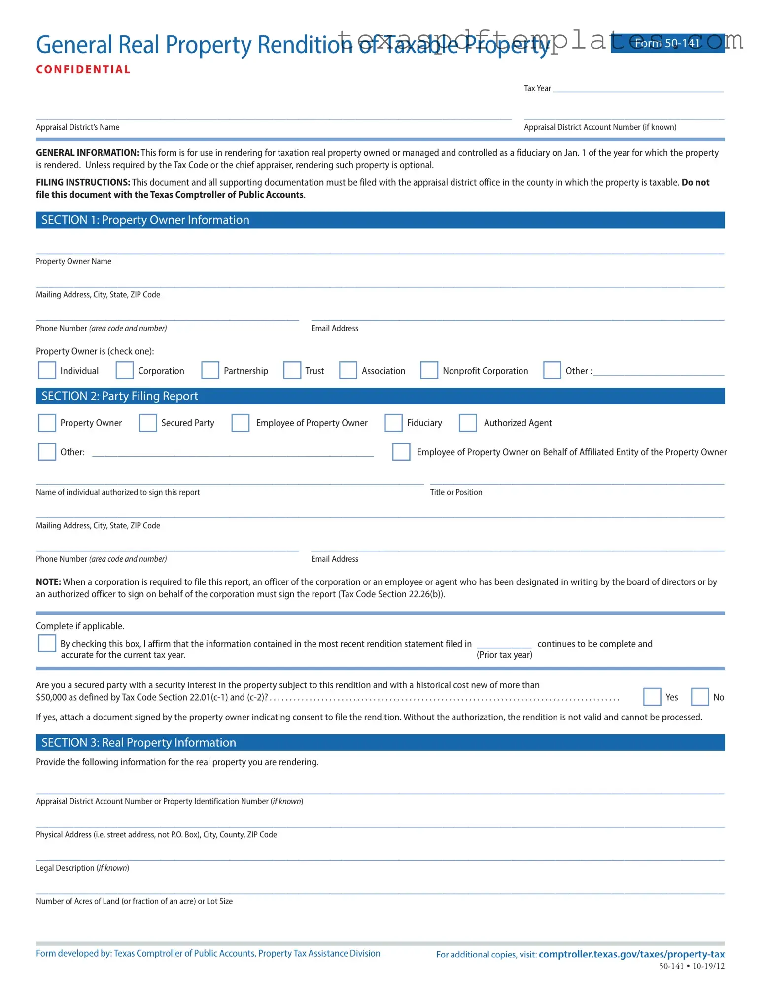 Blank Texas 50 141 PDF Template