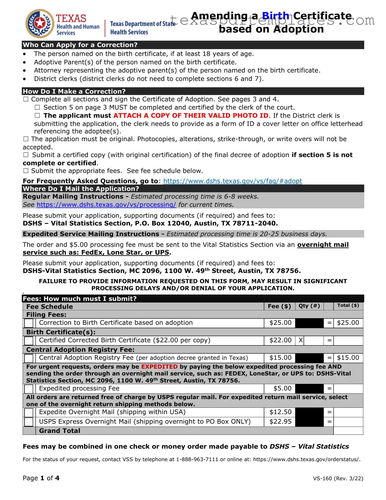 Blank Texas Adoption Papers PDF Template
