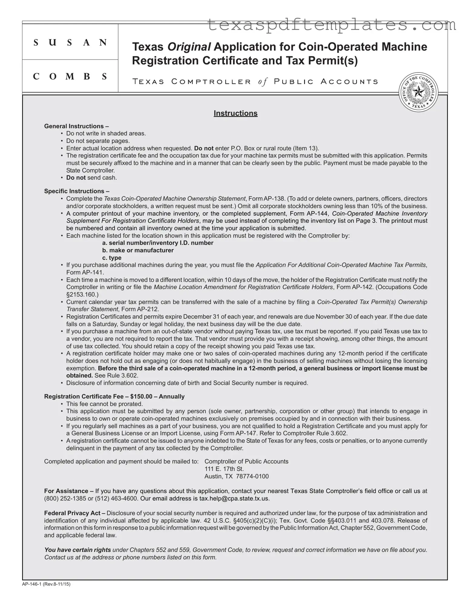 Blank Texas Ap 146 PDF Template