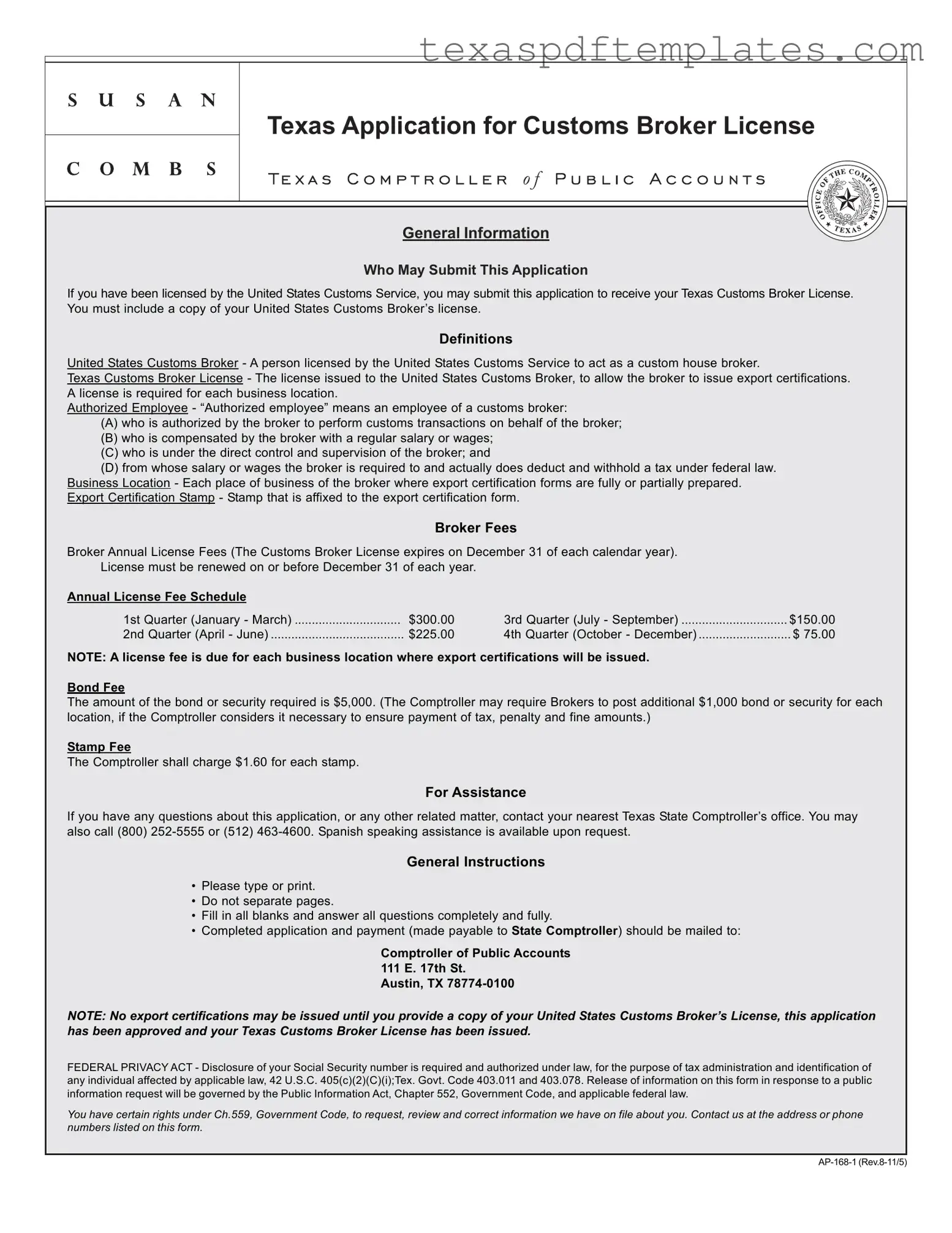 Blank Texas Ap 168 PDF Template