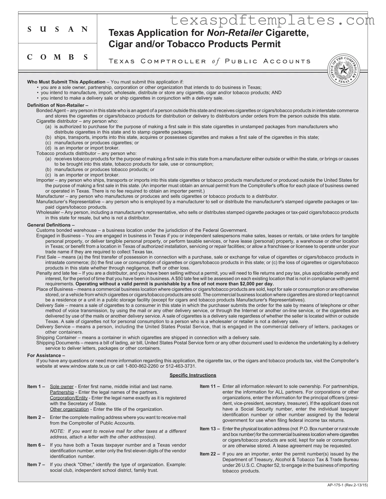 Blank Texas Ap 175 PDF Template