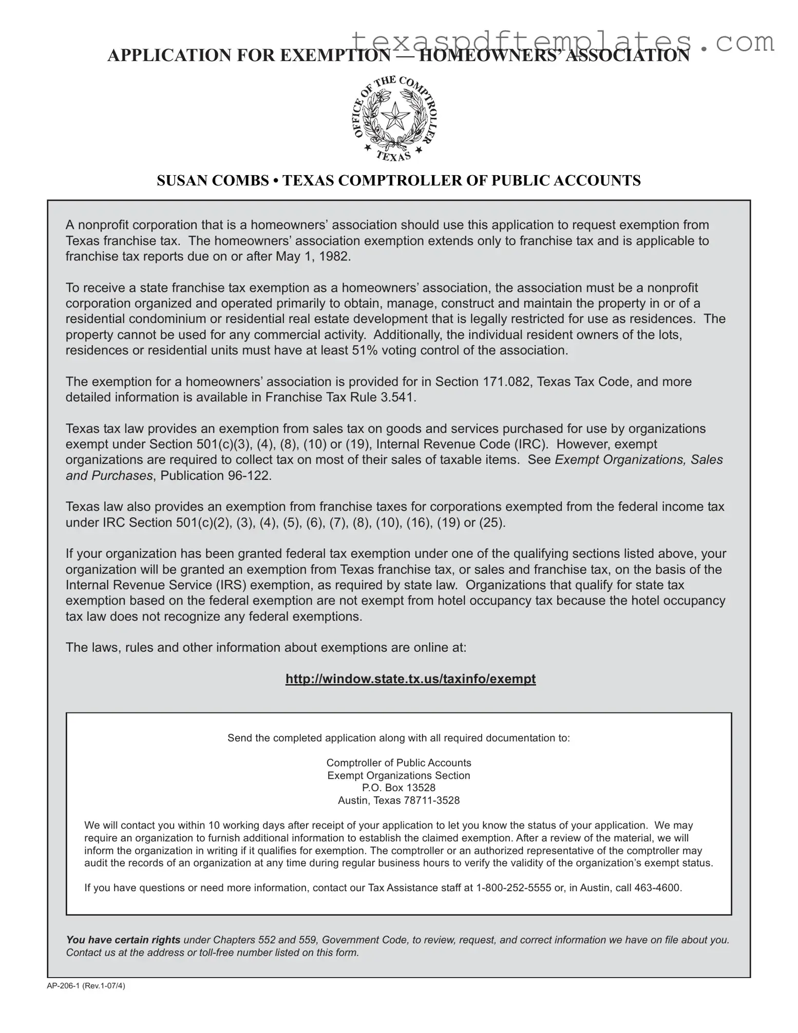 Blank Texas Ap 206 PDF Template