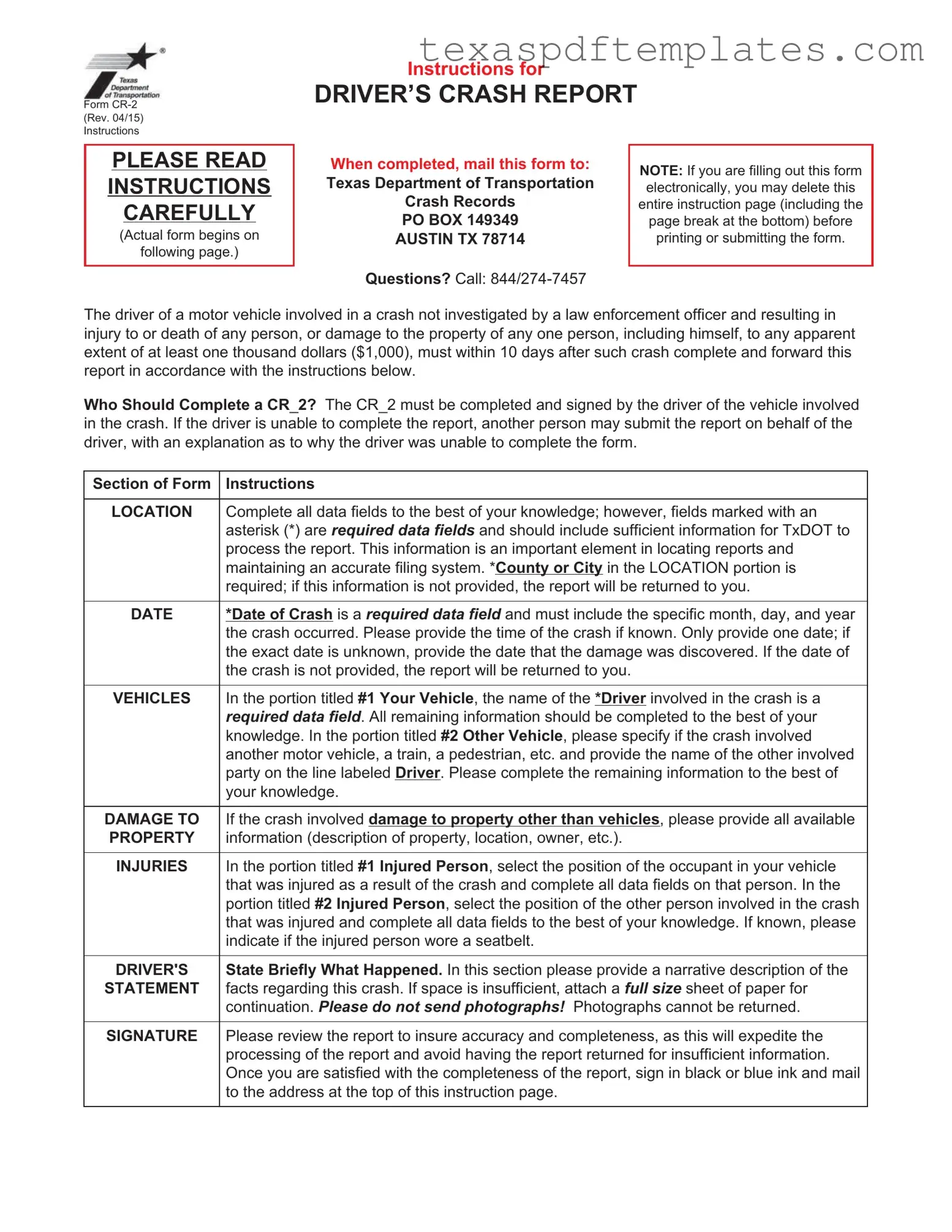 Blank Texas Blue PDF Template
