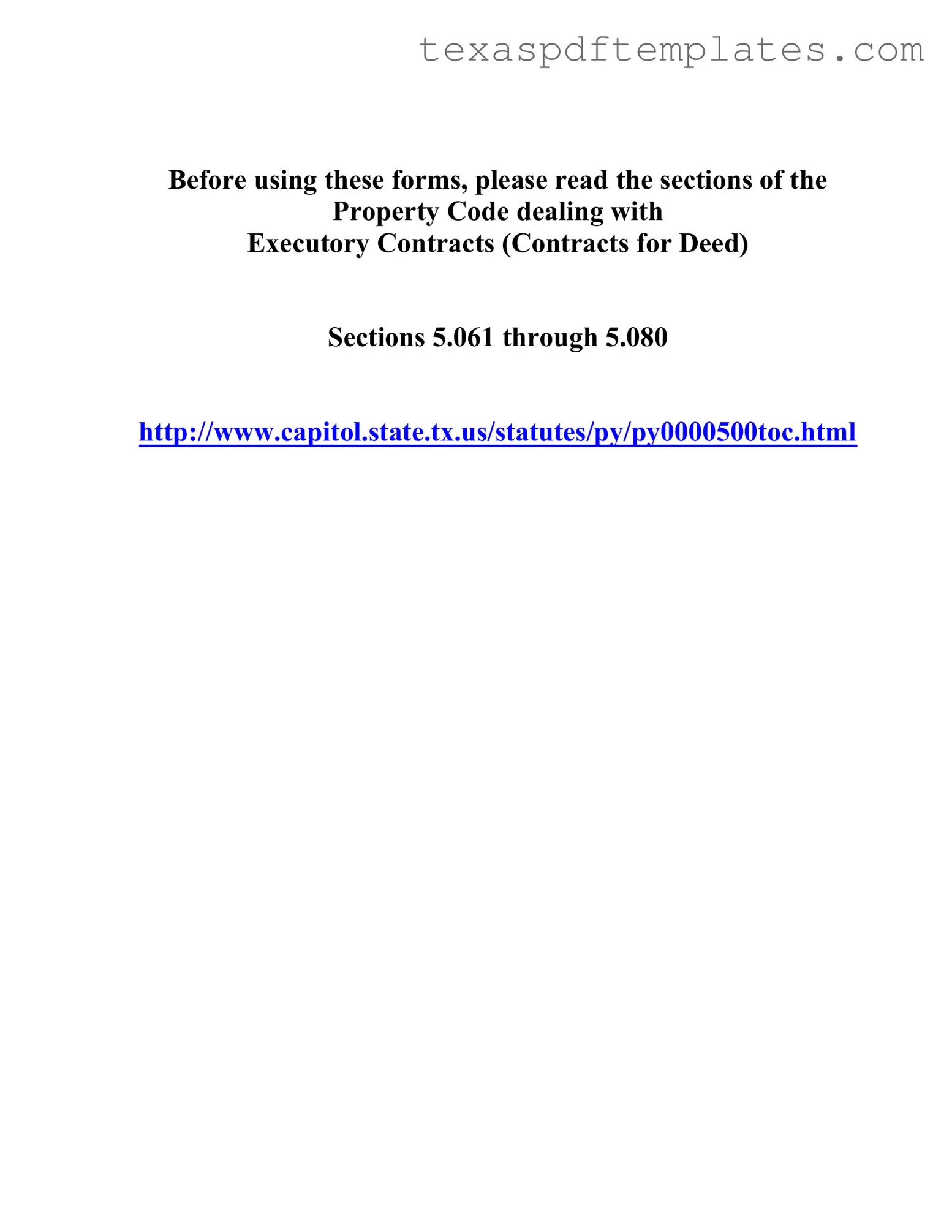 Blank Texas Contract For Deed PDF Template