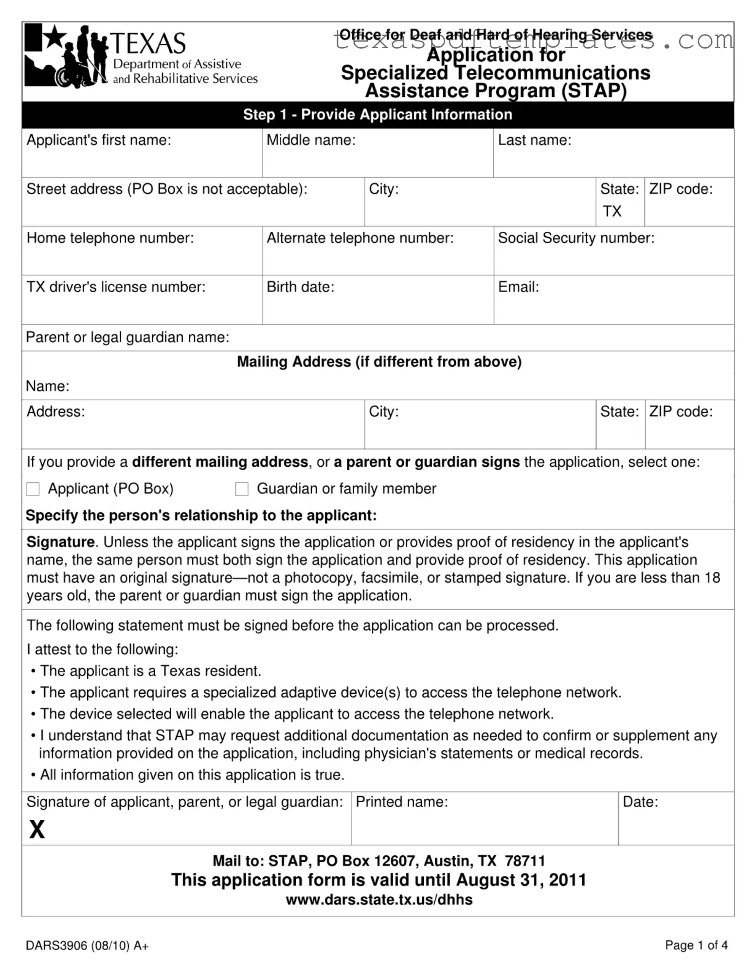 Blank Texas Dars3906 PDF Template