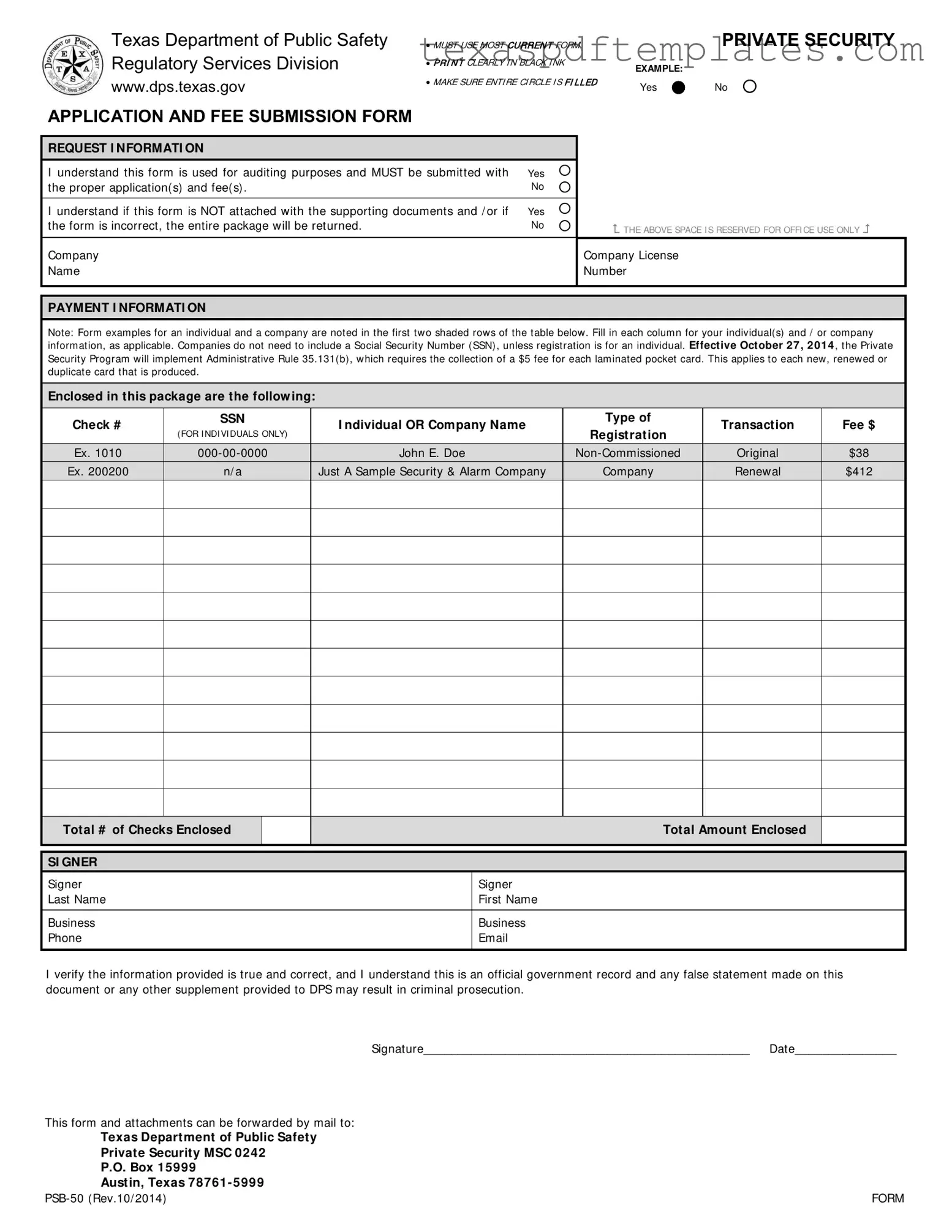 Blank Texas Department Of Public Safety PDF Template