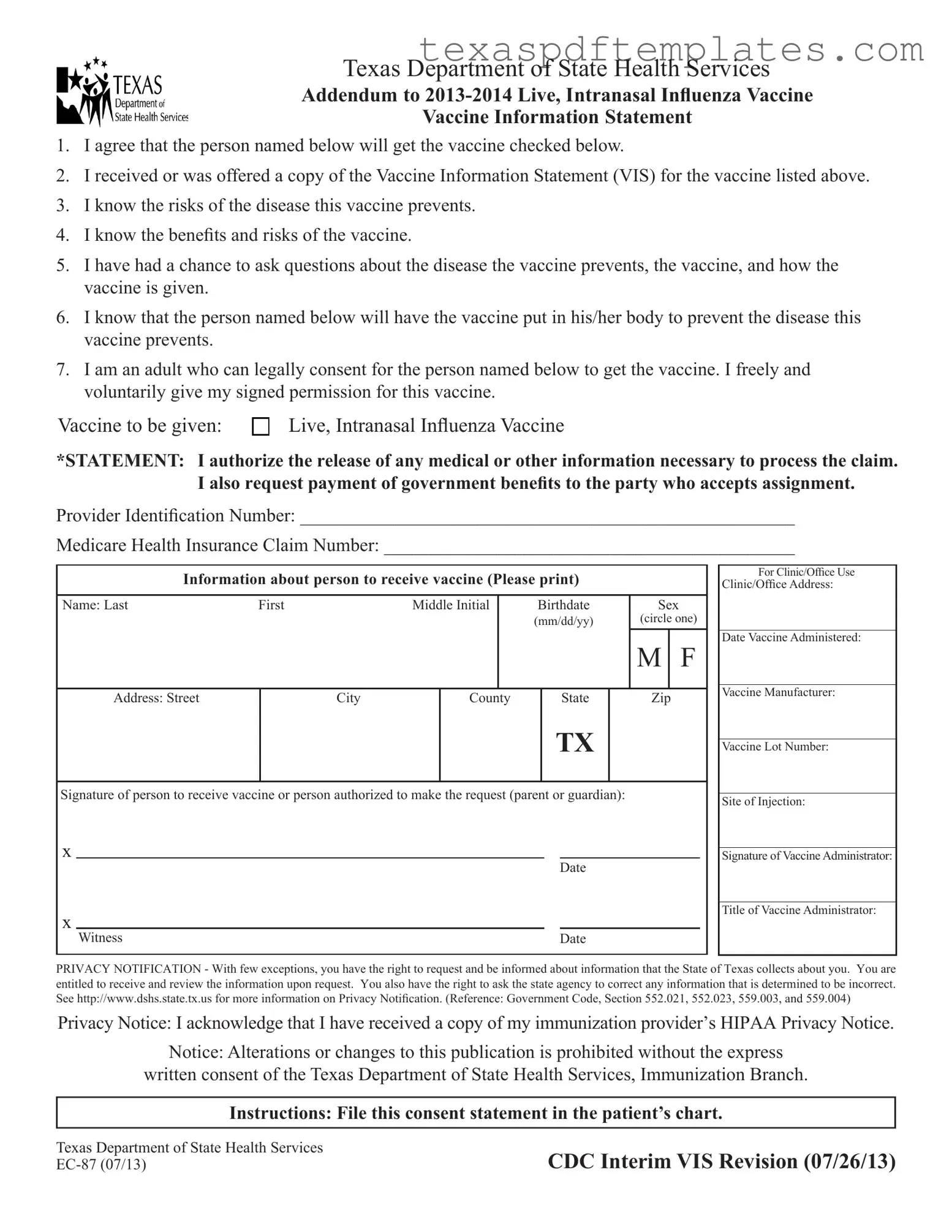 Blank Texas Ec 87 PDF Template