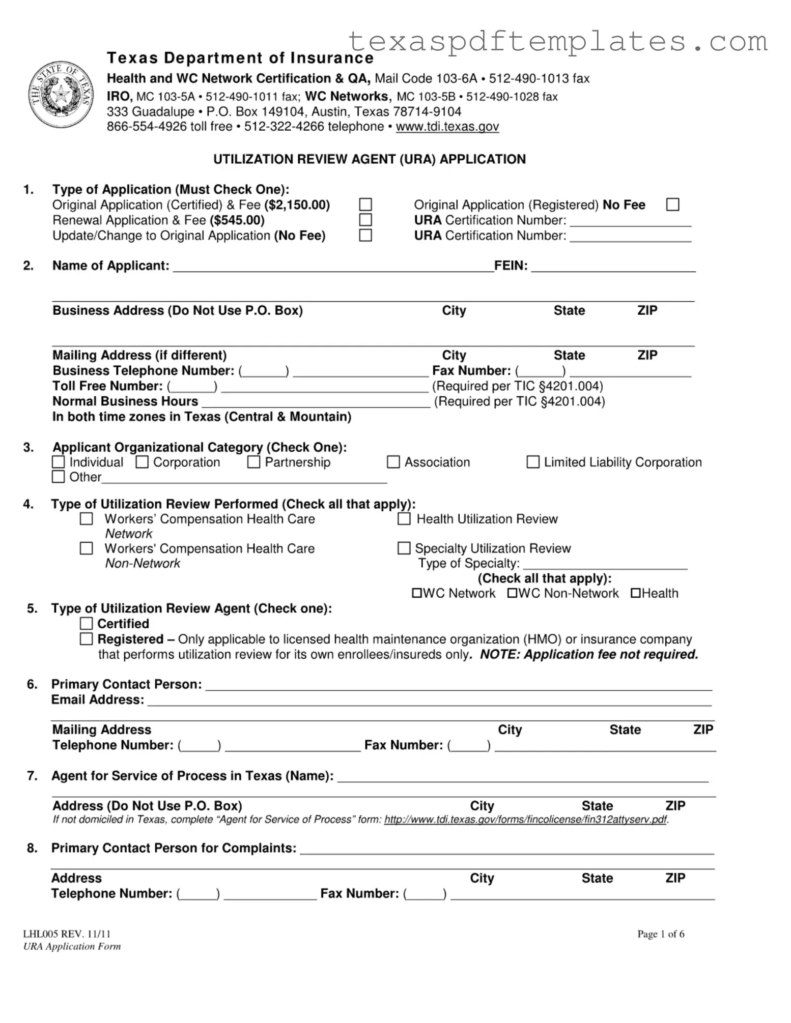 Blank Texas Lhl005 PDF Template